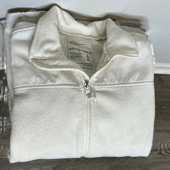 Aeropostale Cream Fleece Zip Jacket - Picture 12 of 12